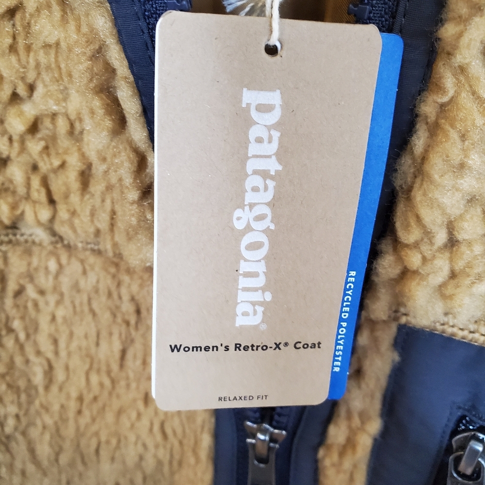 Patagonia retro X womens teddy winter coat khaki navy blue XL new - Picture 6 of 9